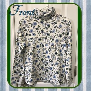 Woman’s Sm blue/green floral cotton turtleneck